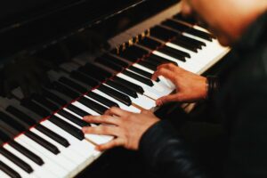 Pianist on a keyboard